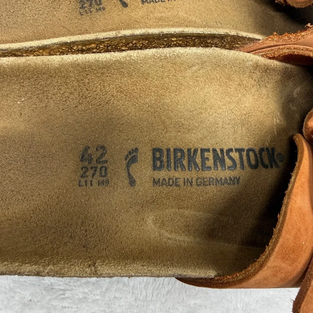 Birkenstock Madrid Big Buckle Burnt Orange Nubuck Leather Slide Sandals 42 L11 - Picture 5 of 11